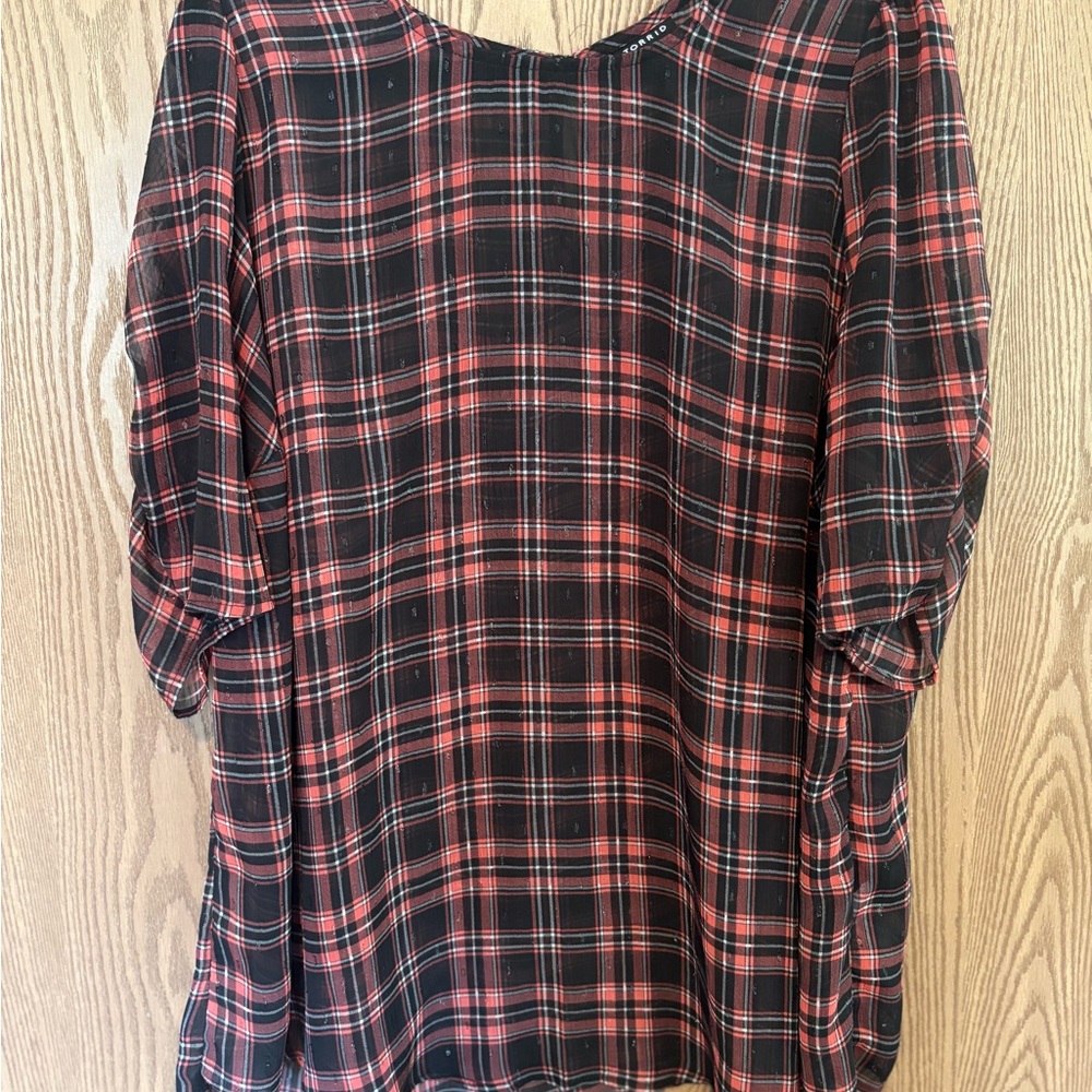 Plaid Women's Top - Red and Black
